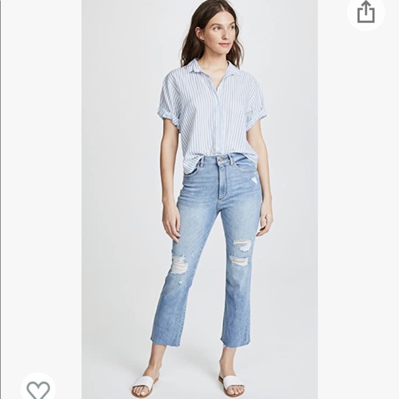 DL 1961‎ Jerry High RiseVintage Straight Fit Destroyed denim size 28 ankle - Picture 1 of 13
